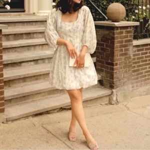 Brock Collection X H&M Floral Print Lyocell Mini Dress Size M Bubble Hem PA1